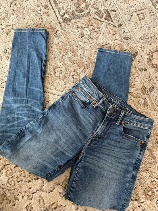 American Eagle Outfitters Men's Slim Straight Jeans - Blue Denim