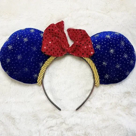Handmade Disney‎ Fantasia Mickey Blue And Silver Sparkle Ears Headband