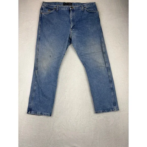Wrangler George Mens 40x30 Jeans Cowboy Cut Denim Medium Grungy Wash