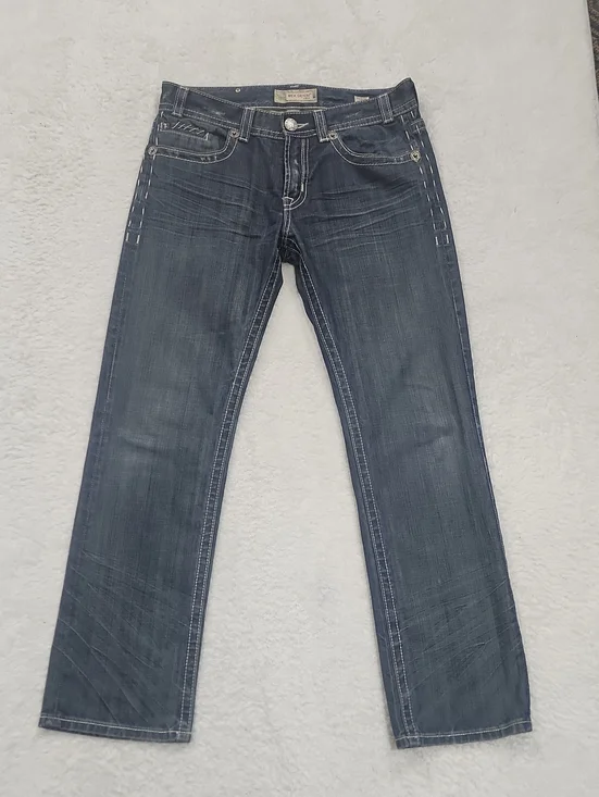 Mek Denim Men's Distressed Straight Leg Western Dubai Denim Jeans 34