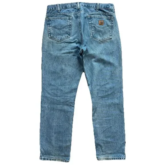 Vintage Carhartt B18 STW Jeans 35x30 Traditional Fit Blue Denim Workwear