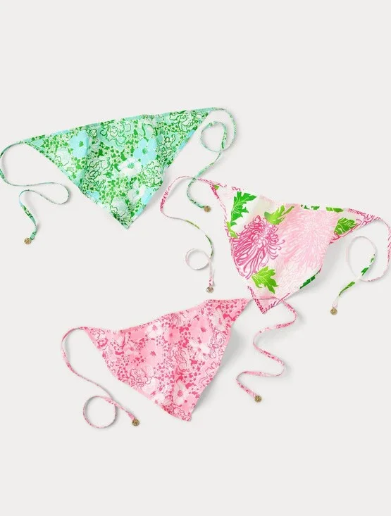 NWT Lilly Pulitzer Floral Triangle Head Scarf - Set of 3