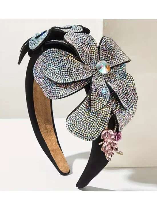 Luxury Crystal Rhinestone Floral Headband Baroque Wide Hair Band Wedding Party
