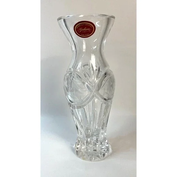 Vintage Gorham Hand Cut Crystal Vase Made in Poland 6.75