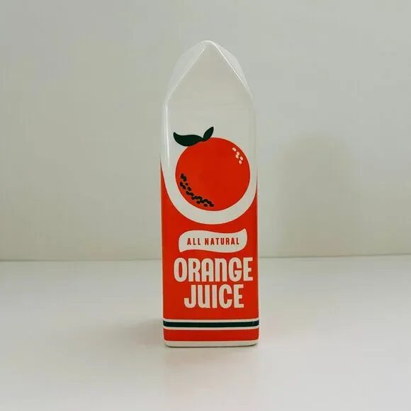 BAN.DO Rise & Shine Glazed Ceramic Retro Carton Orange Juice Vase