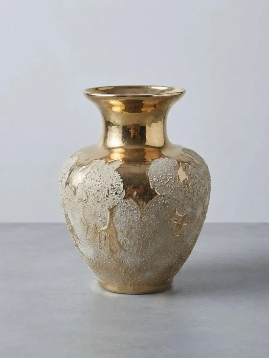 Luster Gold Textured Ceramic Vase - Home Accents