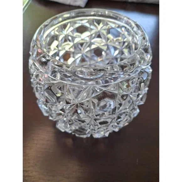 Clear Lead Hand cut Crystal Rose Bowl/Vase/Votive Candle