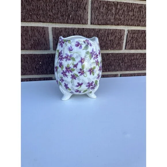 Vintage Inarco Japan Violet Flower Footed Egg Vase