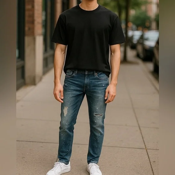 PacSun Blue stacked Skinny Jeans