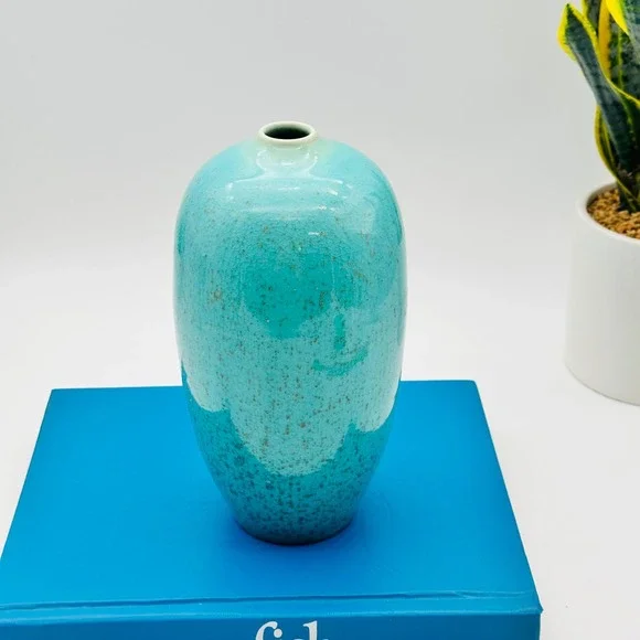 Ben Owen III Studio North Carolina Pottery Turquoise Crystalline Vase 2013