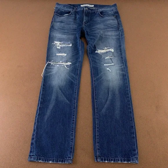 Express Mens Size 33 x 32 Dark Wash Distressed Rocco Slim Fit Skinny Jeans *Flaw