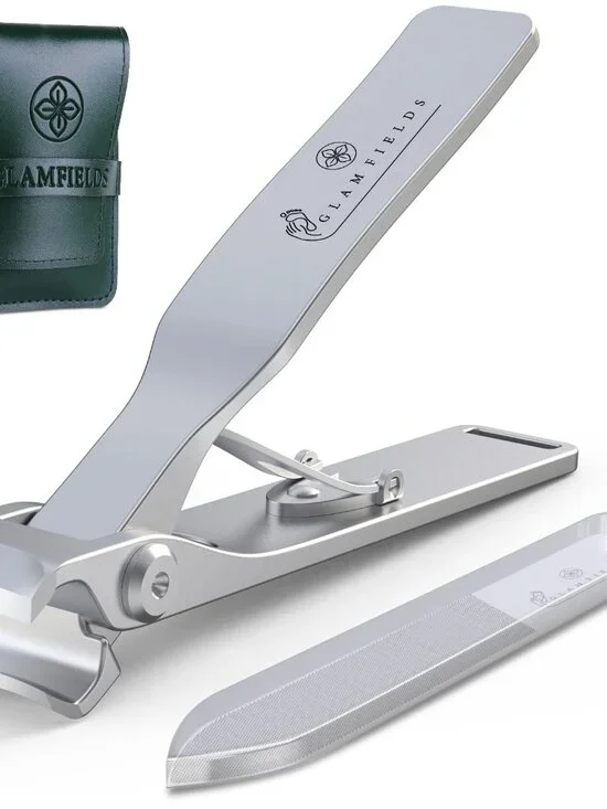 GLAMFIELDS Nail Clippers, 17mm Wide Jaw Opening Toenail Clippers for Seniors Thi