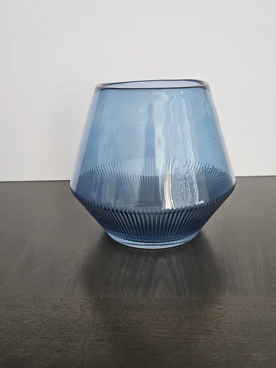 Threshold Blue Ribbed Glass Vase