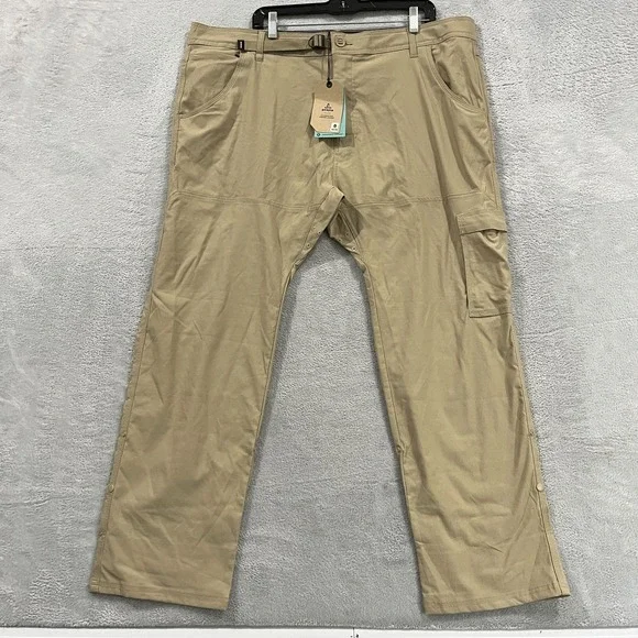 Prana Stretch Zion Slim II Tapered Leg Pants Mens 42x30 Beige Water Repellent