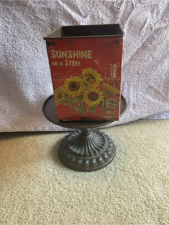 Red Sunflower Decorative Tin - Home Accents
