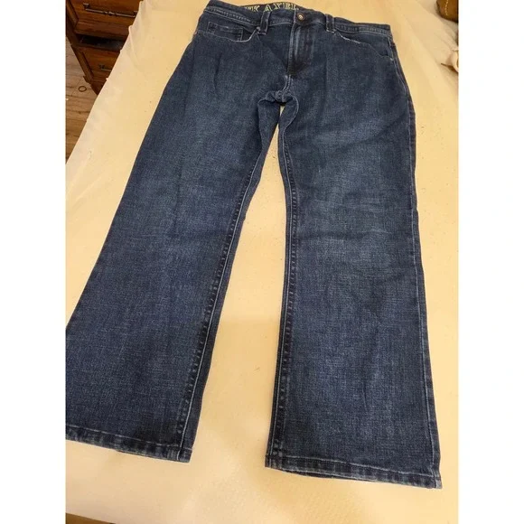 Axel Jeans Mens Slim Bootcut Dark Wash Denim Embroidered Flap Pocket 36x30