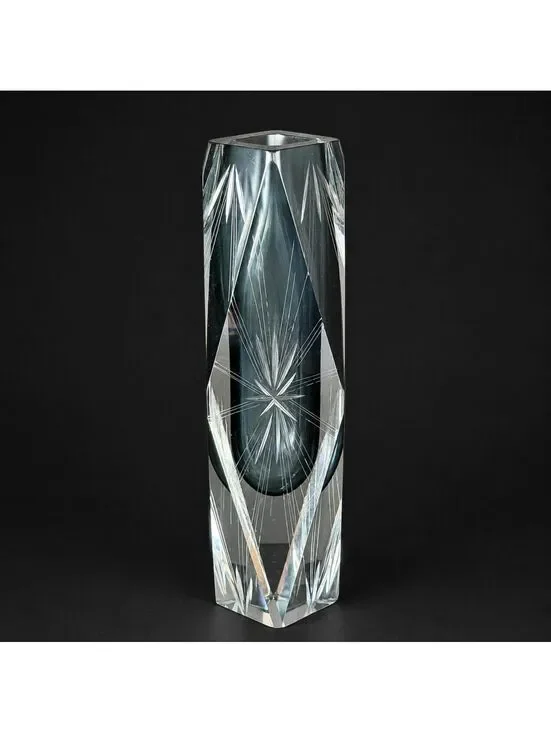 Vtg Original Murano Sommerso Art Glass Vase -  made in Italy - 10