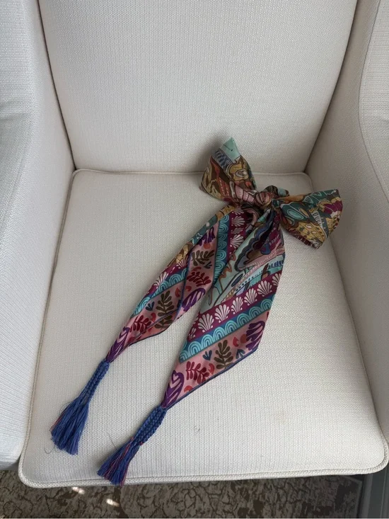 Johnny Was 100% Silk Butterfly Tassel Scarf
