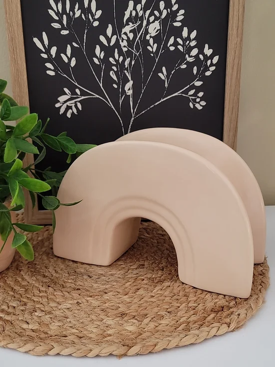 Bath & Body Works Matte Beige Ceramic Rainbow Planter Vase