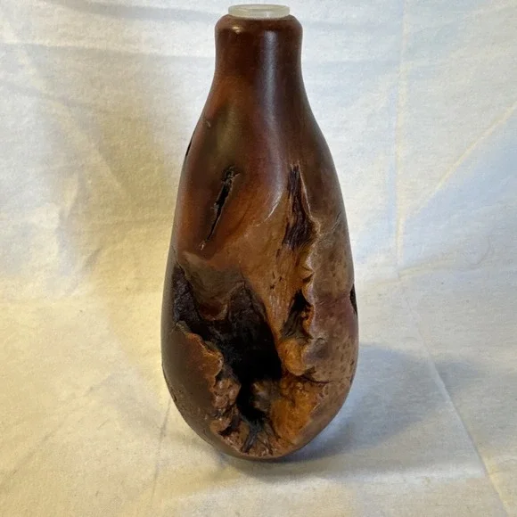 Beautiful‎ Vintage BURL WOOD Art Vessel Bud VASE 7.5