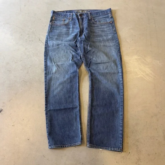 American Eagle Relaxed Straight Jeans Mens 36x30 Blue Denim Distressed Casual
