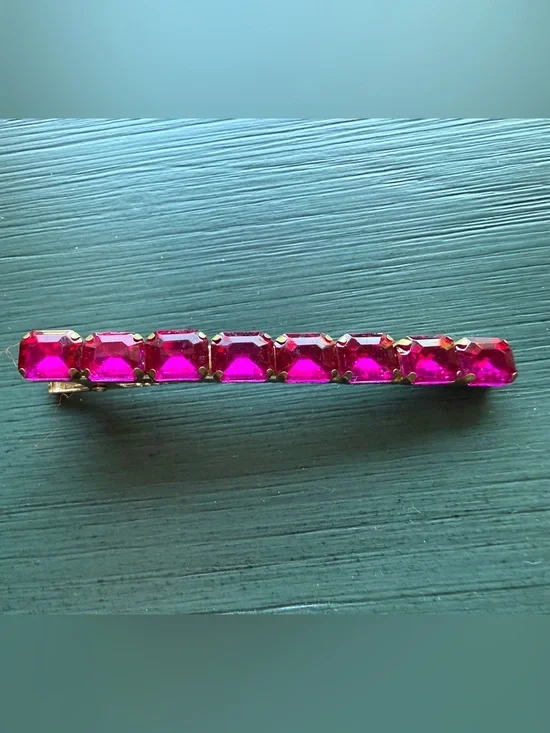 Hair Clip Barrette Pink and Gold