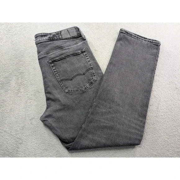American Eagle Flex Straight Leg Jeans Mens 34x32 Washed Black Denim 5-Pocket
