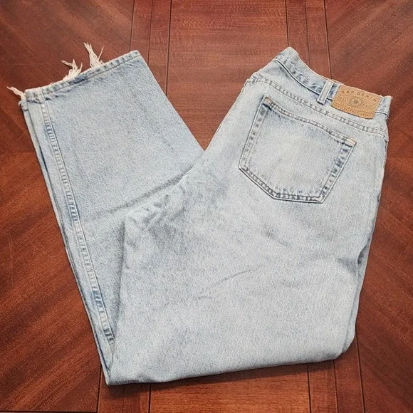 VTG Gap Jeans Mens 40x32 Blue Straight Leg Baggy Light Wash Denim Made USA 90s