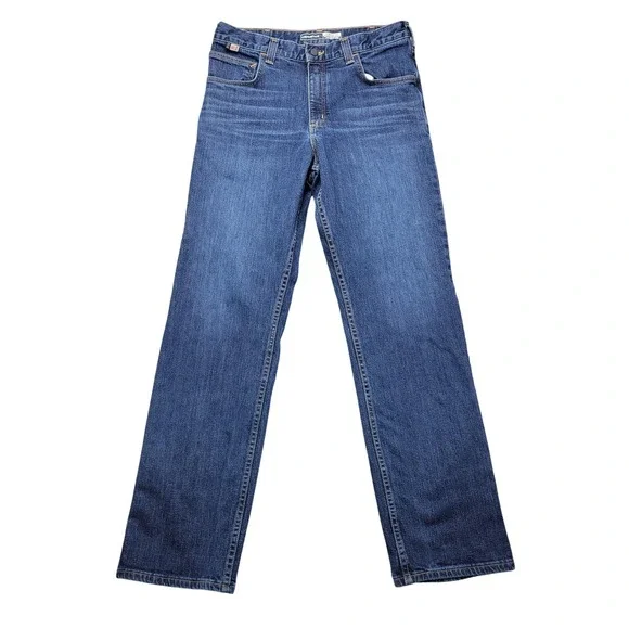 Carhartt FR Jeans Mens 32x34‎ Blue Straight Fit Flame Resistant Denim Stretch