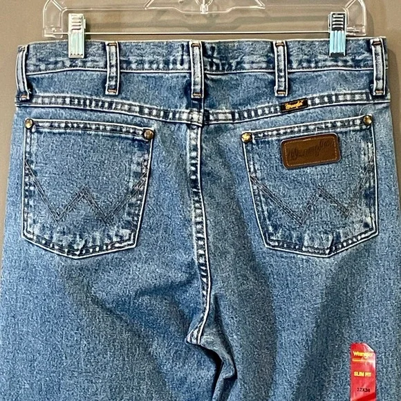Wrangler 36MWZ Cowboy Cut Slim Fit Jeans Mens 32x36 Stonewash Blue Denim NEW