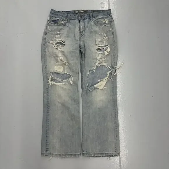 Vintage Y2k BKE Denim Blue Distressed Bootcut Jeans 34x29