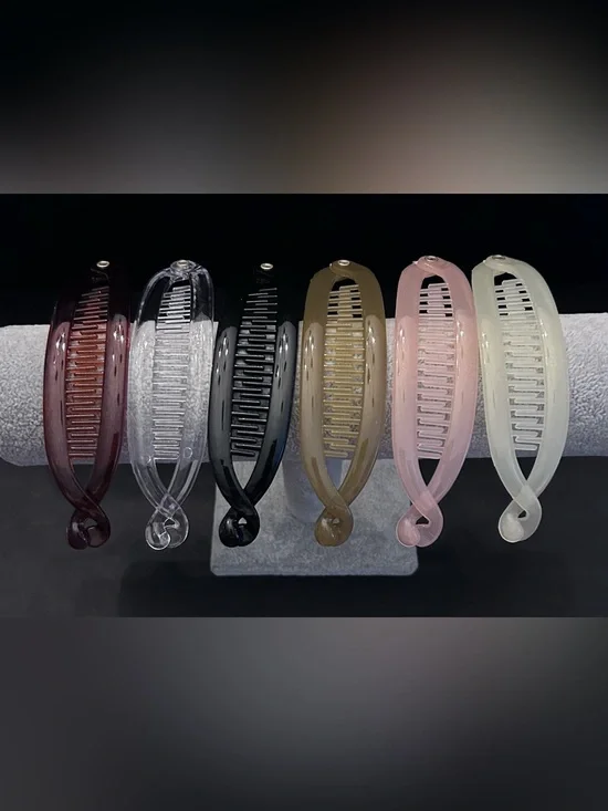 Women's Lightweight Pink & Neutral Twist Hair Claw Clip Set of Six Banana Style