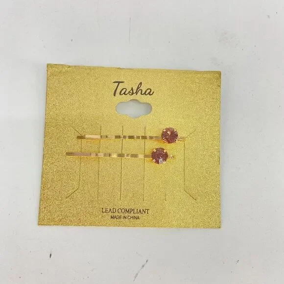 Tasha Purple Clear Pink  Two Set Bobby Pin Jewel New