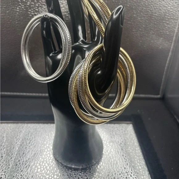 Elegant Gold and Silver Stretchy Bangles