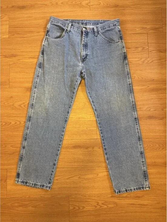 Vintage Rustler Jeans 34x29 Men’s Unisex Straight Leg Blue Denim Distressed