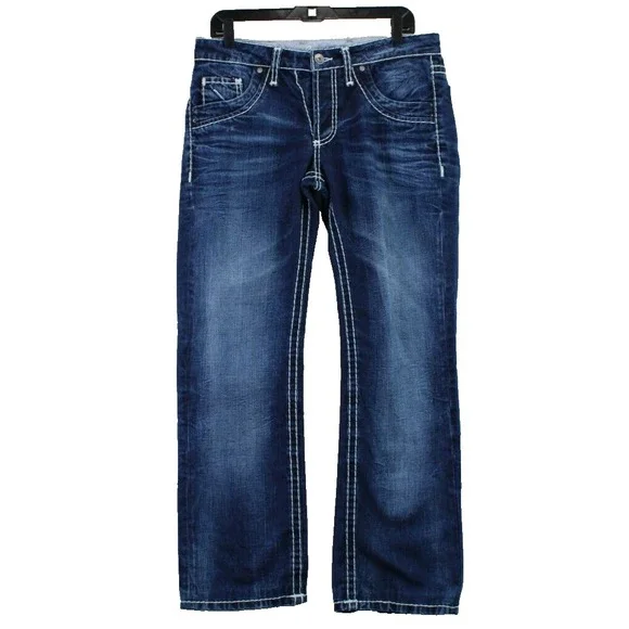 Camp David Men Nick Regular Fit Dark Wash Denim Jeans White Stitching Size 31x32