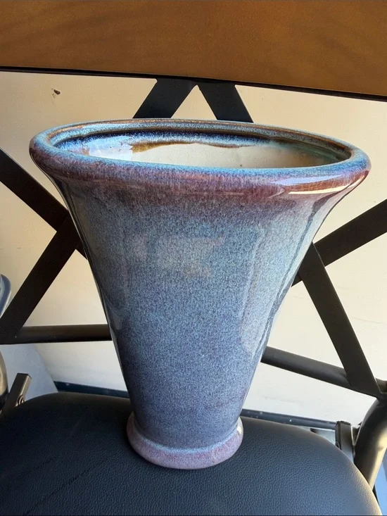 Tall Ceramic Flared Vase in Blue Purple Glaze custom designed by Michaels artist