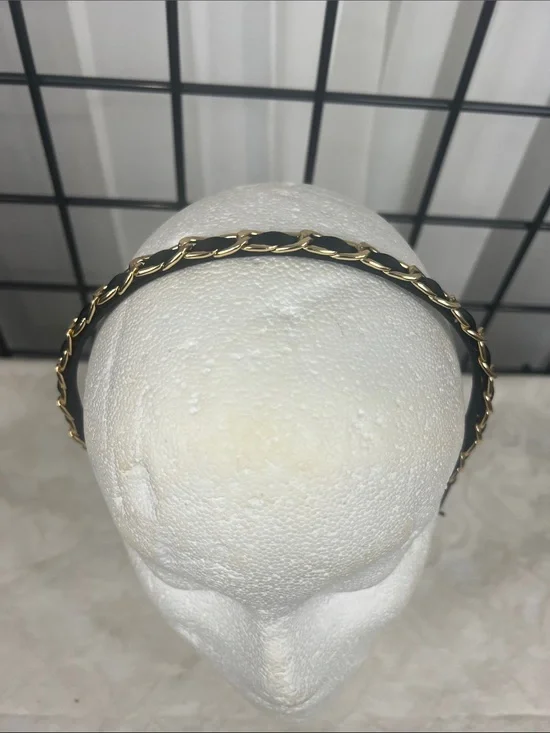 Gold/Silver Chain Black Satin ribbon- Women Accessories Headband (2)