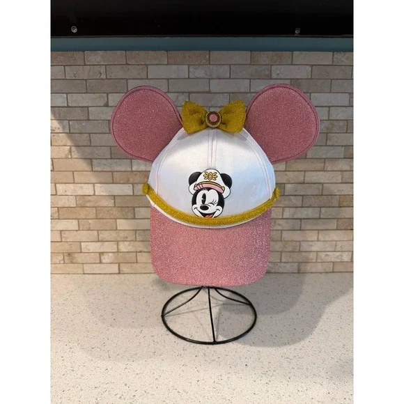 Disney Cruise Minnie Hat Pink Gold‎ Glitter Ears Womens