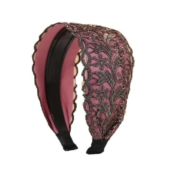 Gold Shimmering Lace Pink Headband