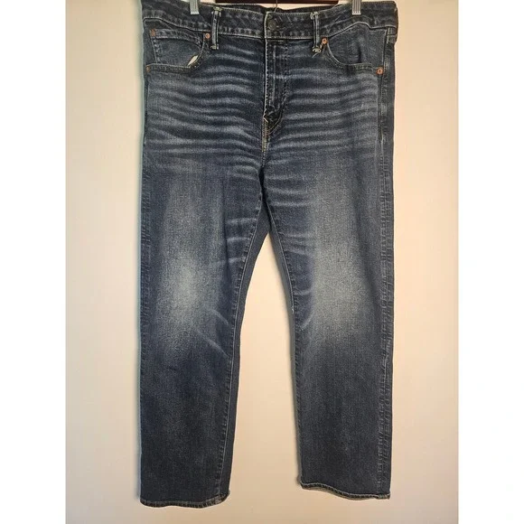 [Rugged] American Eagle Original Straight Jeans Mens 38x32 Dark Wash Airflex+
