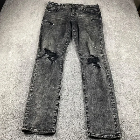 American Eagle Outfitters Next Level Flex Slim Jeans Mens 33x32 Black Distressed