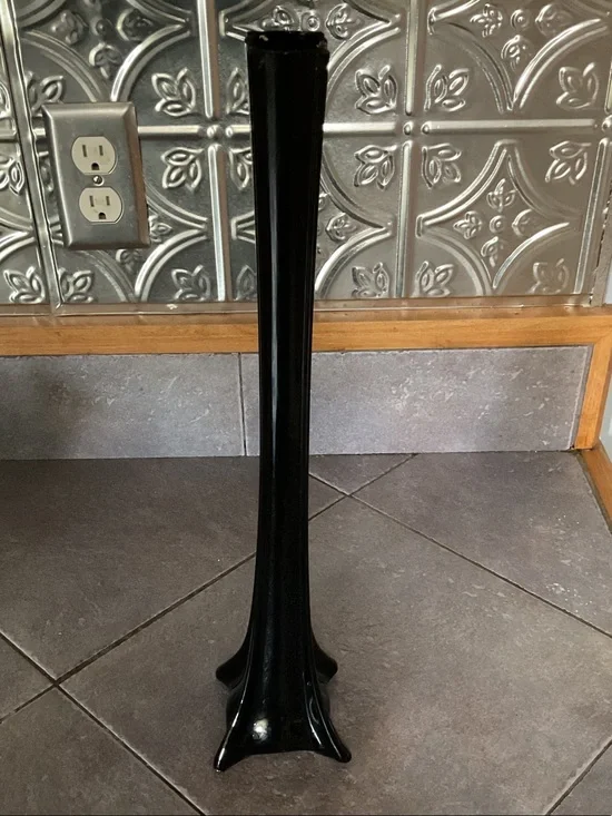 Tall Black Bud Vase - Sleek Fluted Glass