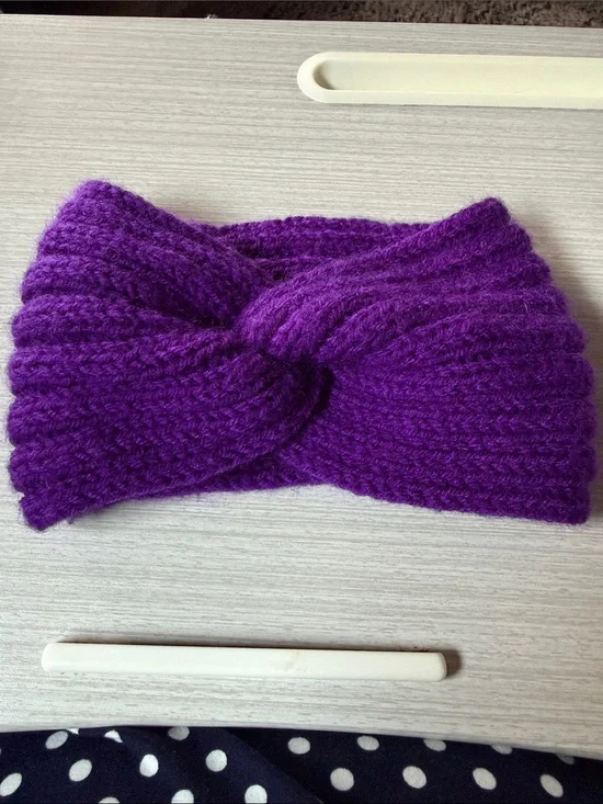 Knit Twisted Headband in Vibrant Purple