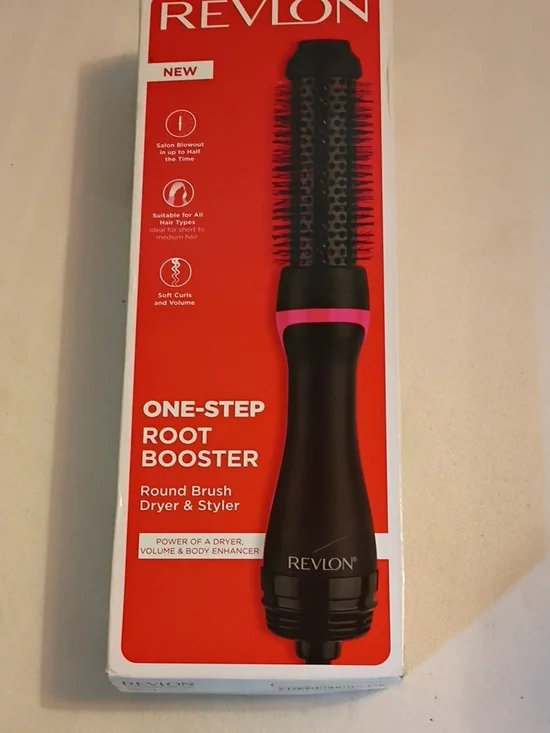 Revlon One-Step Root Booster Round Brush Dryer & Styler - Black with Pink Accent