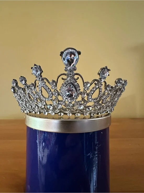 Silver Rhinestone Tiara Crown with Clear Gems