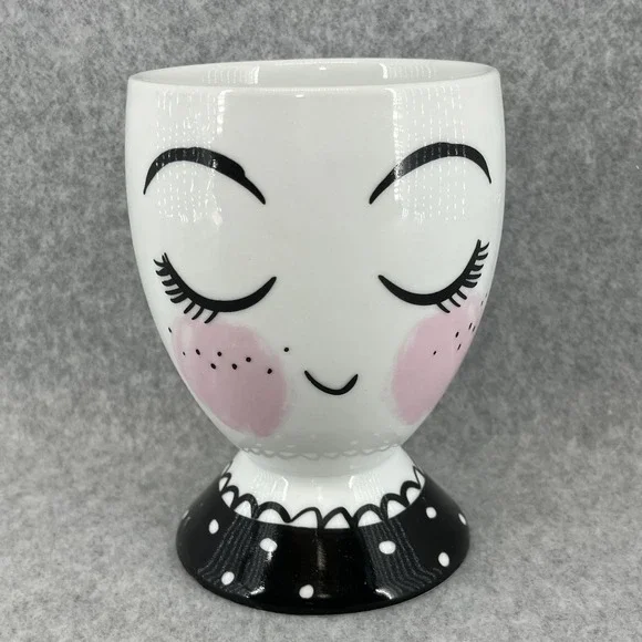Girl Face Retired Planter Pencil‎ Cup Porcelain Vase Brush Holder Modern Makeup