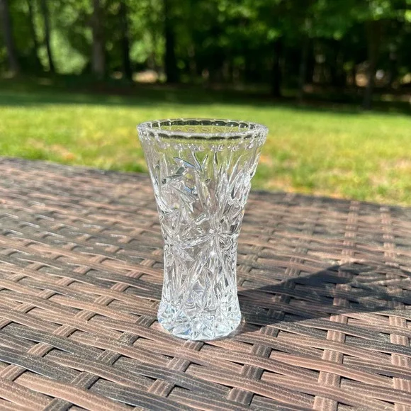 Lenox Lead‎ Crystal Star Pattern Bud Vase Starburst Cut Scalloped Rim 3.5