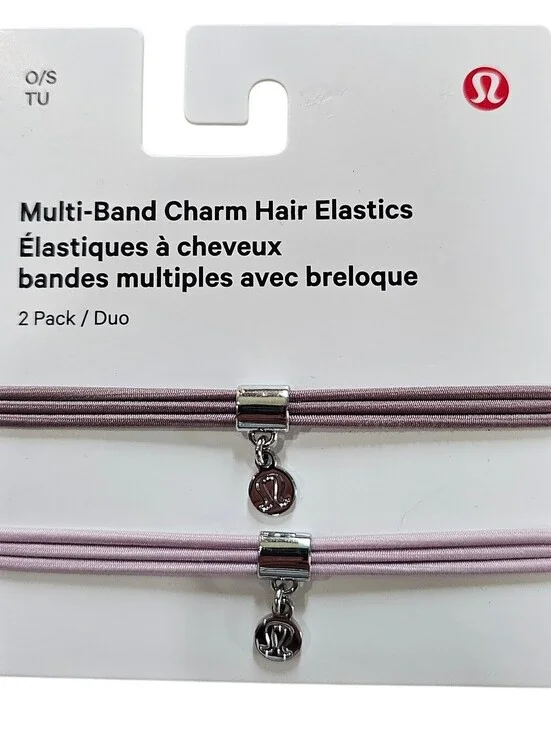 Lululemon Multi-Band Charm Hair Elastics - Dusty Rose 2 Pack, New