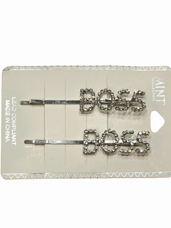 Mint Collection 'BOSS' Crystal Hair Pin Set